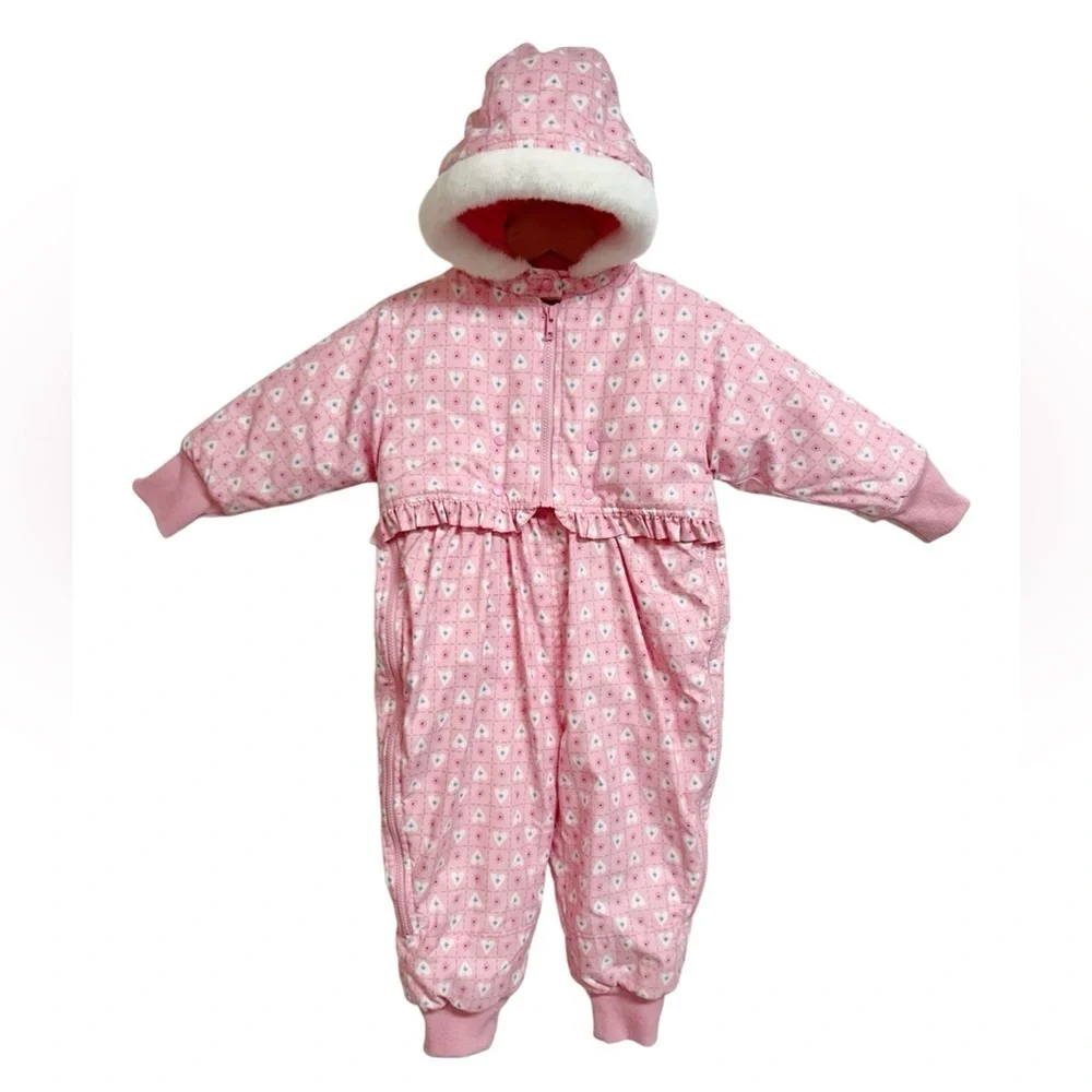 Vintage Gymboree Girls Pink Floral Snowsuit Size 2T / 3T Rare Hard to find